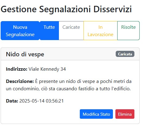 Sistema gestione disservizi
